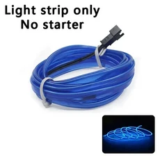자동차 인테리어 조명 유연한 네온 LED 스트링 대시 보드 문짝 장식 1m 3m 5m, 파란색