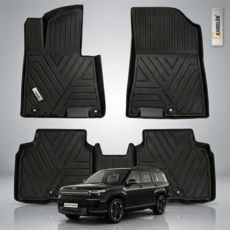 티오피 TPE 자동차 매트 발판 카매트, 01_현대, 싼타페 MX5 하이브리드 6인 2023~ 블랙