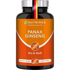 독일 뉴트리미아 인삼 유기농 캡슐 홍삼 백삼 뿌리 추출물 10:1 진세노사이드 15% 100% 비건