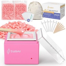 SUBAY 노즈 왁스 키트 귀 눈썹 제모용 무선 미니 워머 여성용 남성용 왁싱 비즈 100g 스틱 6개 어플리케이터 보관 가방 페이스 왁싱용 충전식 기계 186637, Pink, 1개
