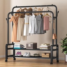 TaiStar 바닥형스탠드의류건조대발코니옷건조대실내 옷걸이간편한의류및모자걸이기숙사옷걸이 T856-024, 검은색