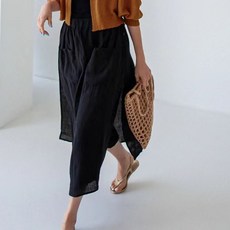 린넨와이드팬츠 여성 마 치바지 빅사이즈 뒷밴딩