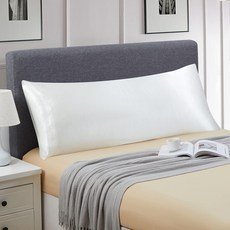 에르스막 새틴 바디 필로우 커버 20x54 인치 보리 화이트 울트라 소프트 케이스 실크 슬립 쿨링 롱 사이드 봉투 잠금 기능 포함