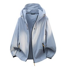 夏季新款韓版連帽防曬衣 透氣輕薄情侶款戶外皮膚衣, 4XL 建議體重（97.5-110 公斤）, 冰霧藍
