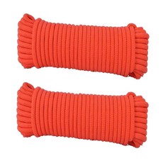 2피스 다이아몬드 브레이드 로프 옷 걸이 스트링 실내 유틸리티 빨랫줄 타이 풀 매듭 캠핑 아웃도어 퍼플 10M 139882, 10m 나일론 빨랫줄 오렌지 2팩