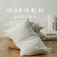 明治西川 中低枕頭 飯店用枕芯 吸濕透氣 軟纖維枕頭, 枕頭1個