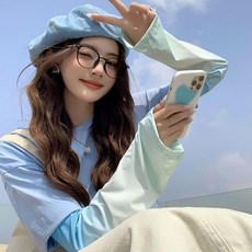 다잇템 여자 색상 수채화 넓은 일상 SS 쿨 토시, A22261_퍼플/FREE, 1개