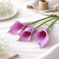 하스몰 조화 릴리 플라워 인테리어 촬영 소품 3P, 1개, 라이트퍼플
