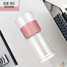 유리컵 사무용 차량홍 다예찻잔 티컵 다도, 1개, 핑크, 300ml