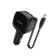 KINYO 雙孔USB車用充電器 CU-85 15wQC 30wPD, 黑色, CU85B