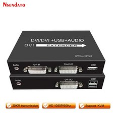 DVI 광학 USB KVM 익스텐더 광섬유 SC DVI에서 USB KVM 광학 모니터 익스텐더 지지대 키보드 마우스 TV PC 20km, EU 플러그, 2) With KVM - EU Plug