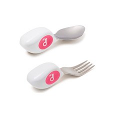doddl 人體工學嬰幼兒學習餐具二件組, 草莓紅, 1個