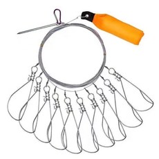 進口小黃鴨活魚扣 路亞不銹鋼魚鎖扣 多功能輪式魚扣帶地插 馬口魚適用 活魚保存, 1個, 【10米鋼絲10個魚扣】+浮力漂