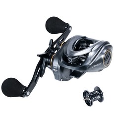 SeaKnight 바이트캐스팅 낚시 릴 FALCAN4 5.4:1 민물 낚시용, 검정색, 오른손용 및 예비 얕은 라인 스풀