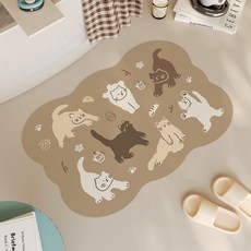 創意卡通趣味硅藻泥地墊浴室吸水防滑速幹腳墊耐髒耐磨門墊可代發, 1個, 棕底萌喵異形