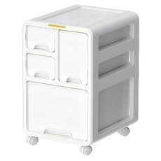 수납하마 다용도 책상 서랍장 이동바퀴 미니 수납장, 3단, 화이트
