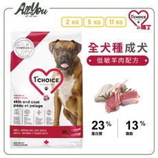 1st CHOICE 瑪丁 全犬種成犬 低敏羊肉配方 狗糧 成犬糧 低敏 羊肉 寵物食品, 2kg, 1個, 羊肉