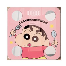 체중측정은 기본에 체지방등 인바디를 측정할 수 있는 스마트한 기능이 있는 짱구 케릭터 디지털 체중계 핑크, 1개