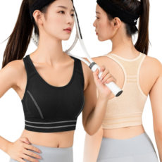 마이코야 고탄력 스포츠 브라 2종 세트 Y백 하이 서포트 패드 일체형 흡습속건 러닝 요가 필라테스