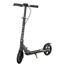 折疊滑板車 滑板車 兩輪 代步車 防滑踏板 摺疊 滑板車 四檔調節 折疊車 平衡車 輕量 通勤 騎行 安全 雙重剎車, 新款大輪大板帶壓扣黑色雙剎車, 1個