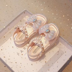 DFMEI 女童涼鞋新款夏季兒童鞋子蝴蝶結水鑽軟底寶寶小女孩公主可愛