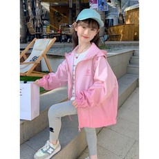 SHOWSHOP 現貨女童春秋新款衝鋒外套，高品質兒童防風連帽外套