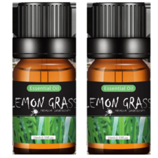1+1 천연 유기농 100% 아로마 에센셜 오일 10mL, 2개, 레몬그라스