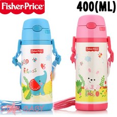 優貝選 費雪 兩用保冷/保溫兒童吸管式背帶水壺 400ML, 藍色, 1個
