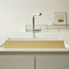 HANSSEM 올데이 실리콘 싱크대 설거지 와이드 물막이 61.5cm, 1개, 버터크림