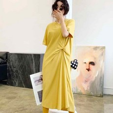 온지니 꼬임 반팔 루즈핏원피스 엄마등원룩