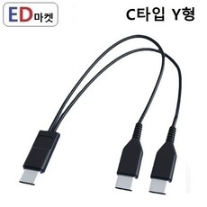 CDC909 C타입 Y형 케이블 2구 2A 충전전용, 1개, C타입 Y형 C타입 검정, 20cm