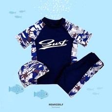 키즈 주니어 반팔 반바지 남아 수영모 실내 생존수영 수영복 세트