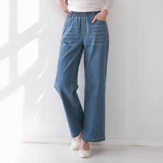 여성 여름 밴딩 와이드 청바지 얇은 데님 편한 쿨 데일리 팬츠