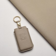 르노삼성 호환 천연 소가죽 키케이스 아르카나 QM6 SM6 XM3 차량용 키홀더+키링, 르노/Aa 타입, 에토프그레이