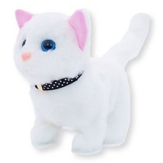 움직이는 강아지 토끼 고양이 인형 9종 리트리버 허스키 동물인형, 17cm, 고양이 화이트, 1개