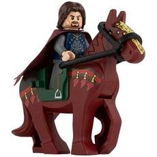 반지의제왕 주요캐릭터&말 세트 호환블럭 브릭미니피규어 취미/수집/장식/컬렉션용 커스텀 블록피겨, RING0603. 아라곤&말 세트, 1개