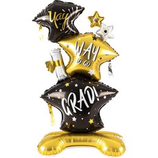 하하홈파티 졸업 트리플 학사모 스탠딩 대형 풍선, 1개, 혼합