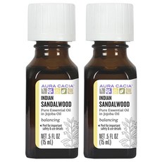 아우라카시아 퓨어 에센셜 오일 인디언 샌달우드 밸런싱, 2개, 15ml
