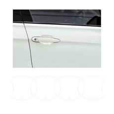 Ziciner 자동차 도어 핸들 스티커 8개 탄소 섬유 텍스처 자동 보호 필름 긁힘 방지 사이드 페인트 가드 범용 액세서리 블랙 182277, 4 PCS, 투명