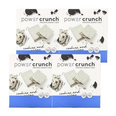 BNRG 비엔알지 파워 크런치 프로틴 에너지 바 쿠키앤크림 12p 480g, 4개