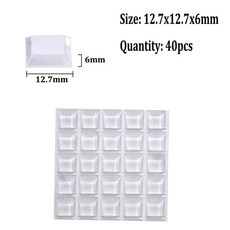 100 10PCS 도어 스톱 자체 접착 실리콘 고무 패드 캐비닛 범퍼 댐퍼 버퍼 쿠션 가구 하드웨어, 12.7x12.7x6mm 40pcs