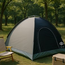 디프캠프 아웃도어 원터치 방수 텐트 200cm x 200cm x 135cm, 블랙