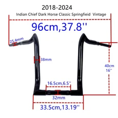 모터사이클 1-1/2인치 에이프 행어 핸들바 높이 인디언 치프 클래식 다크 호스 116 빈티지 스프링필드 2014, 05 18-24 16 inch