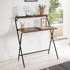 키모 접이식 데스크 선반형, 블랙+멀바우