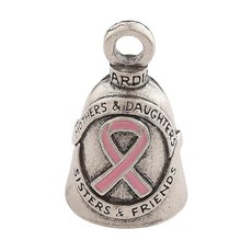 Guardian Bell F_ck Cancer 행운의 종 열쇠고리 및 블랙 벨벳 선물 가방 포함 | 오토바이 벨 무연 백랍 친구 가족을 위한 행운을 빕니다 자전거 미국 제조, Breast Cancer, 1개, 유방암