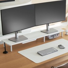 코즈랩 듀얼 모니터 받침대 높이조절 3단 서랍형, 화이트