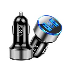 미니 USB 시가 라이터 충전기 자동차 고속 잭 폰 어댑터 듀얼 포트 액세서리, 01 Silver