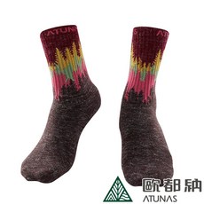 ATUNAS 歐都納保暖中筒雪襪(A1AS2201N 魔幻森林/厚底襪/防寒/柔暖/舒適/戶外), 山林紅, 18個