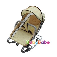 恩寶BABYBABE 雙管加寬彈搖床/彈床/搖床/彈搖椅/搖椅 台灣製, 米色（雙管加寬彈搖椅）