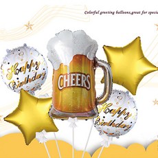 홍언목요 풍선 세트 5pcs 알루미늄 호일 풍선 세트 홈 프렌즈 생일 파티 장식 풍선모음, 1세트, C 옐로우